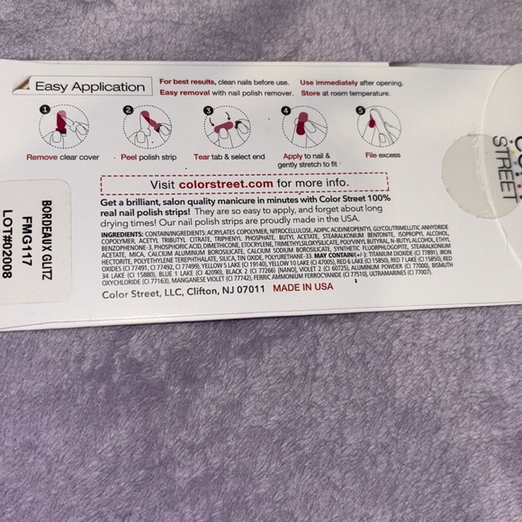 Color Street Super Sparkly Purple Bordeaux Glitz Nail Strips New In Package - Picture 5 of 5